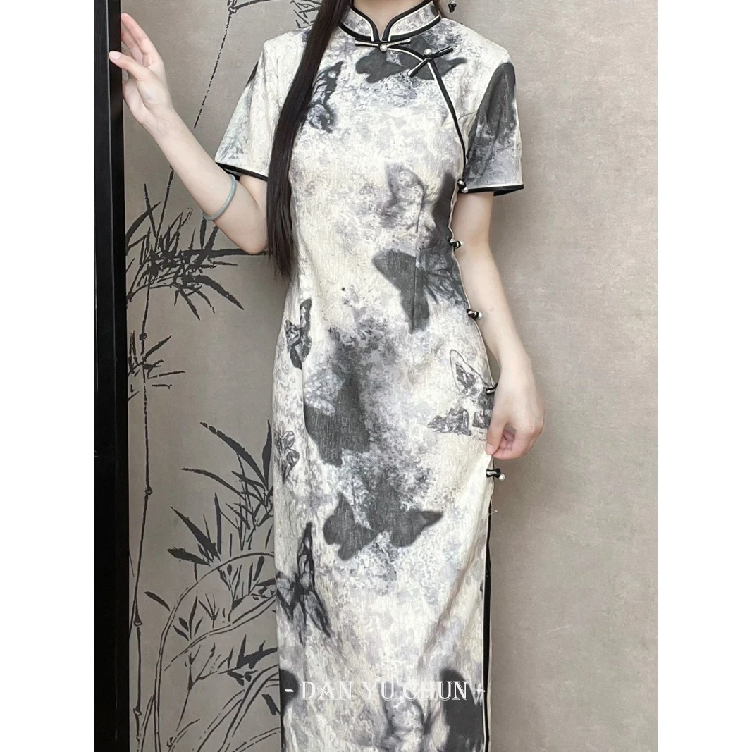 【玉腰奴】夏季旗袍2024新款年轻款新中式少女修身复古高端连衣裙