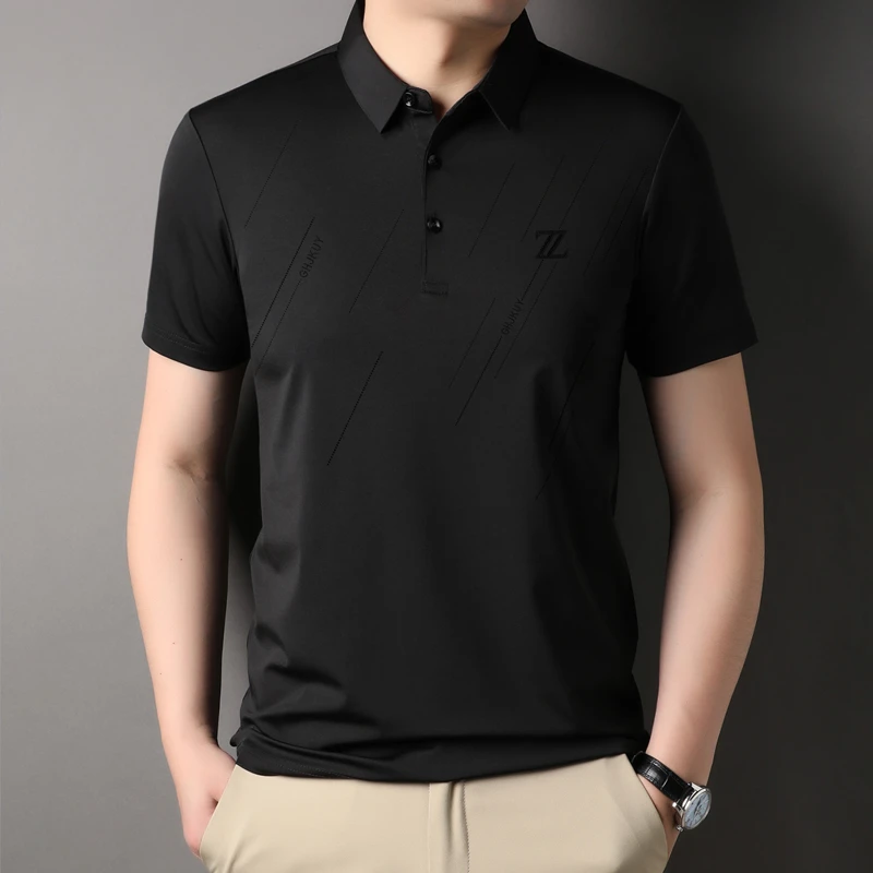 2024春夏新款男士无痕polo衫男衬衫短袖高档免熨烫商务衬衣高弹力