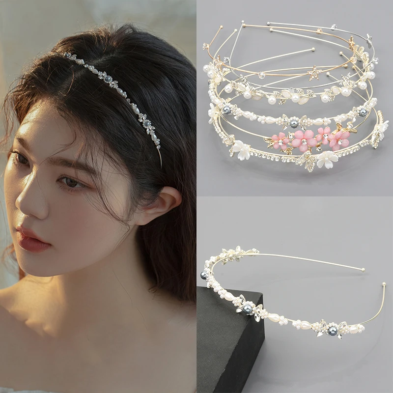 高级感女发箍森系超仙双层仿珍珠压发卡百搭外出网红蝴蝶头箍饰品