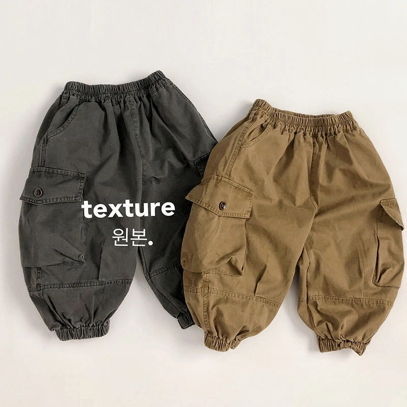 男童裤子春秋季新款儿童休闲复古工装裤中小童帅气韩版束脚长裤潮