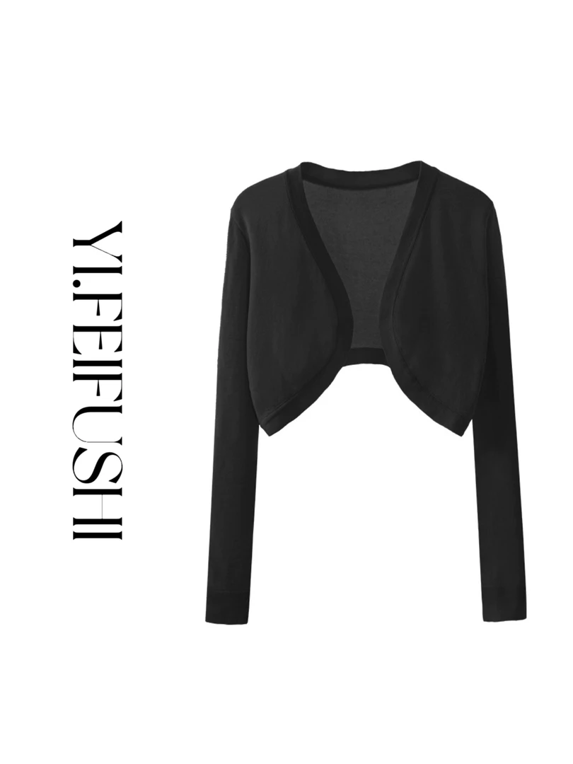 1早春针织黑色外搭外套长袖防晒衫披肩