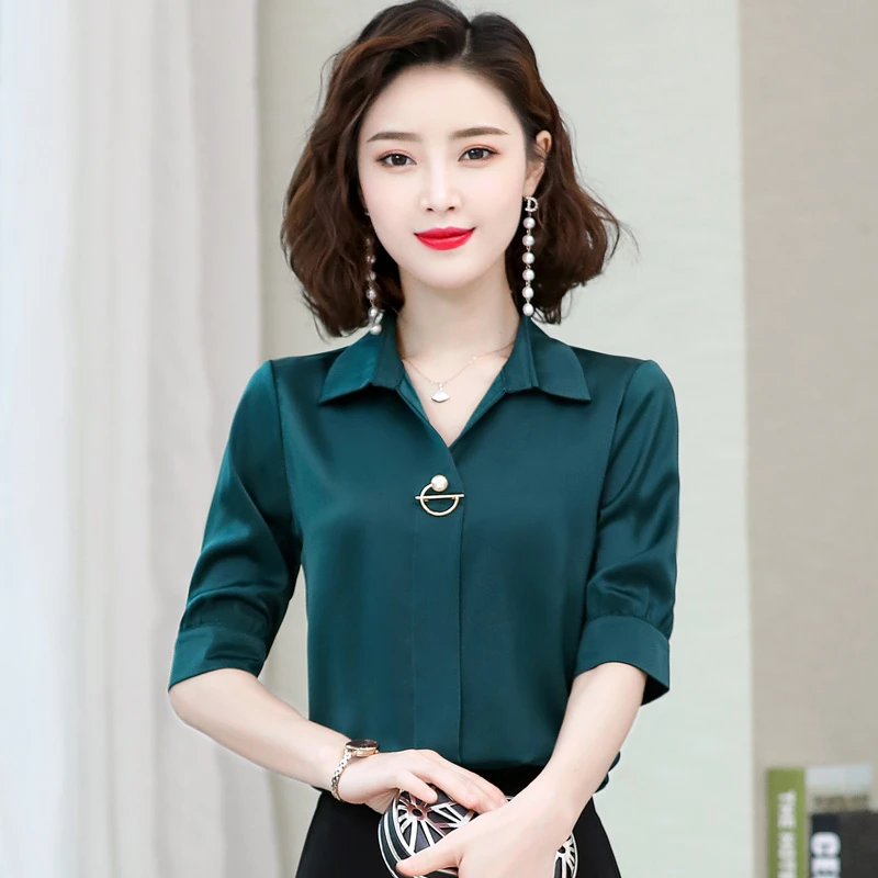 气质雪纺衬衫女短袖2024夏季新款上衣遮肚子小衫时尚中袖洋气衬衣