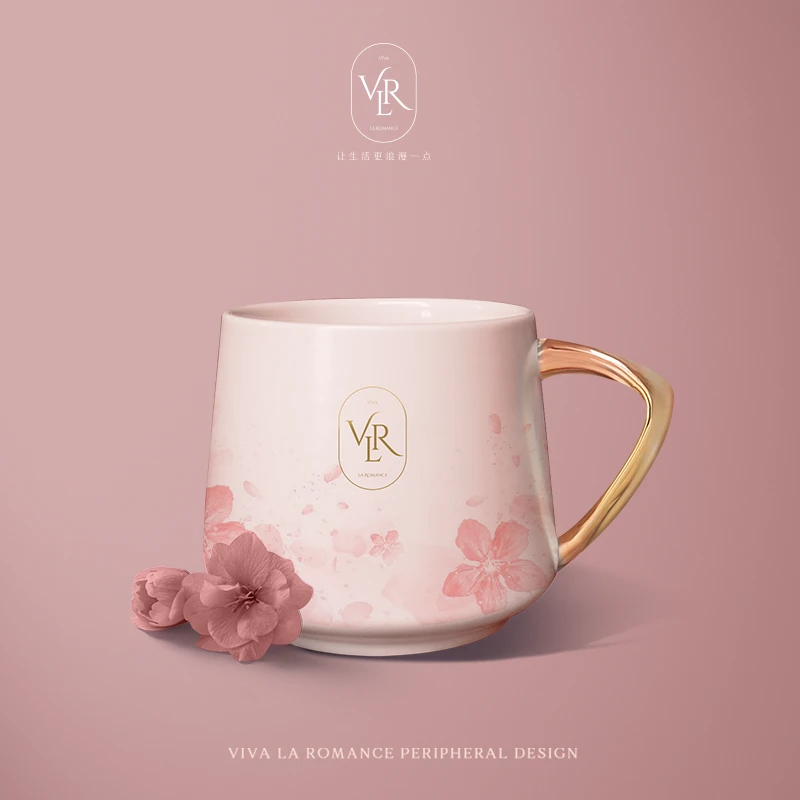 【芒果官方正品】妻子的浪漫旅行Kilig 蝴蝶与樱 樱花马克杯水杯