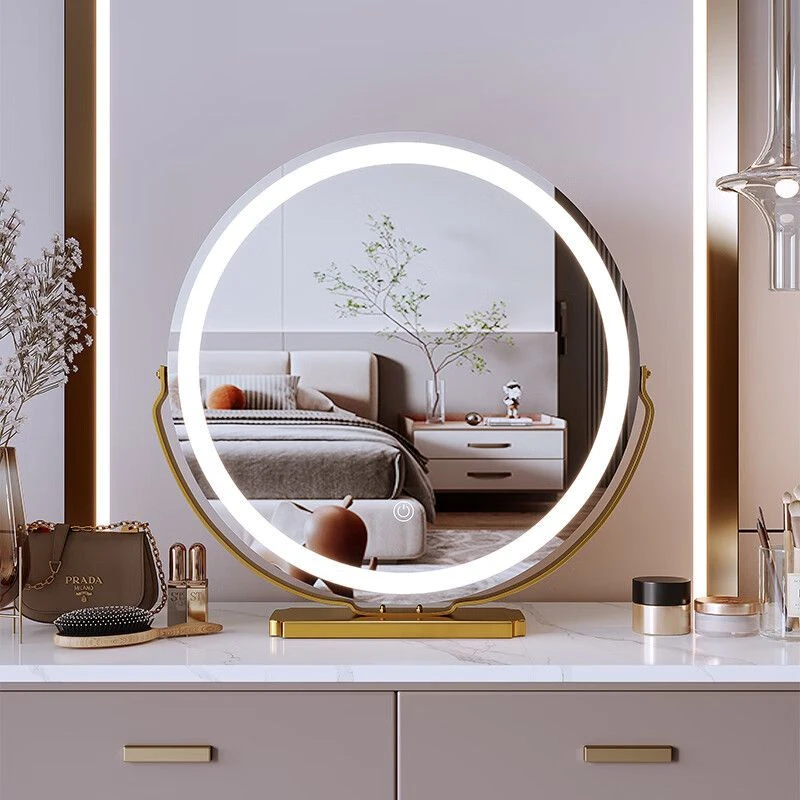 梳妆镜化妆镜led带灯桌面台式补光宿舍学生网红卧室ins风大号镜子