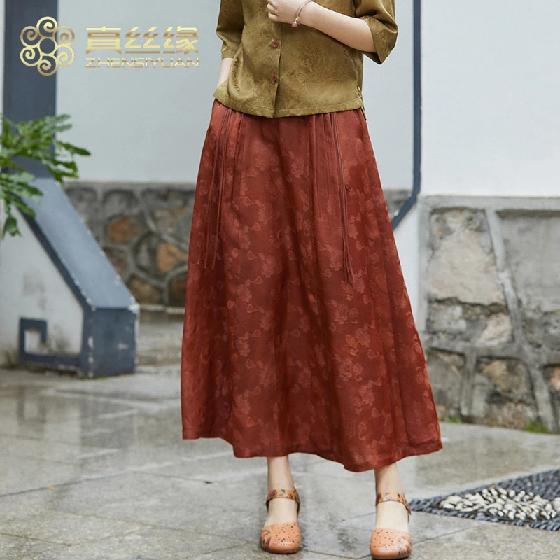 真丝缘21320香 春夏日常云纱红云纱半身裙纱裙真丝裙子古风夏季