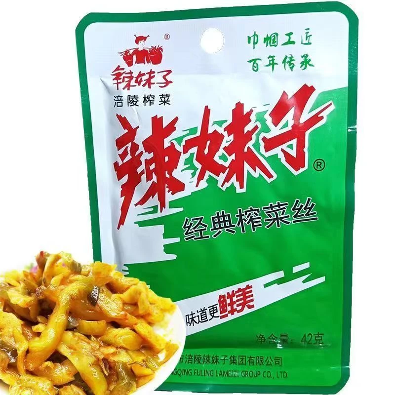 涪陵榨菜辣妹子榨菜丝去皮42g袋装方便即食下饭咸菜泡面拍档速食