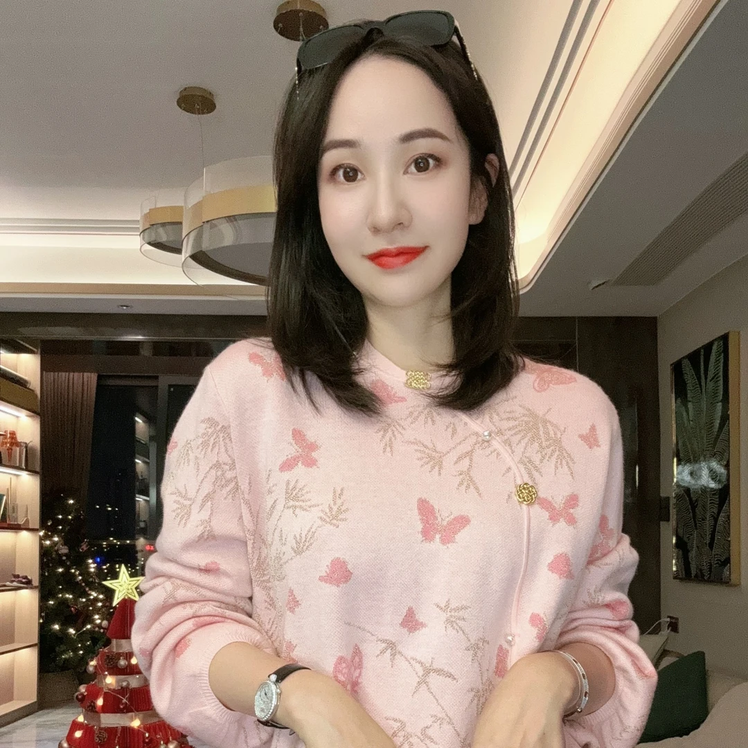 JDND轩羽品牌【新中式国风】蝴蝶洋气毛衣XY2435