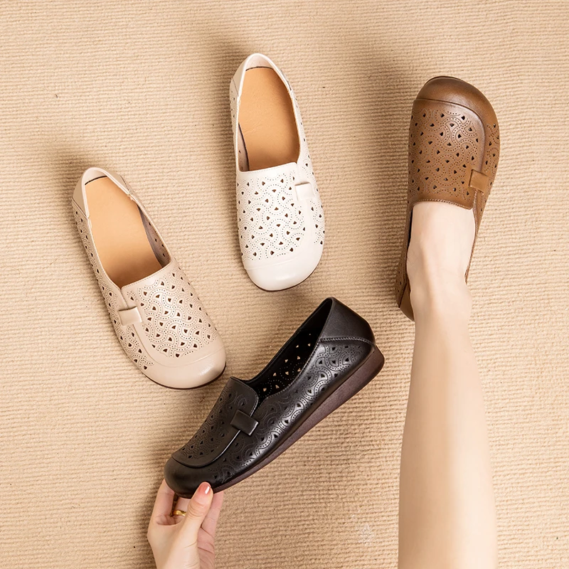 3311春夏季妈妈鞋中老年舒适百搭镂空浅口时尚透气洞洞鞋