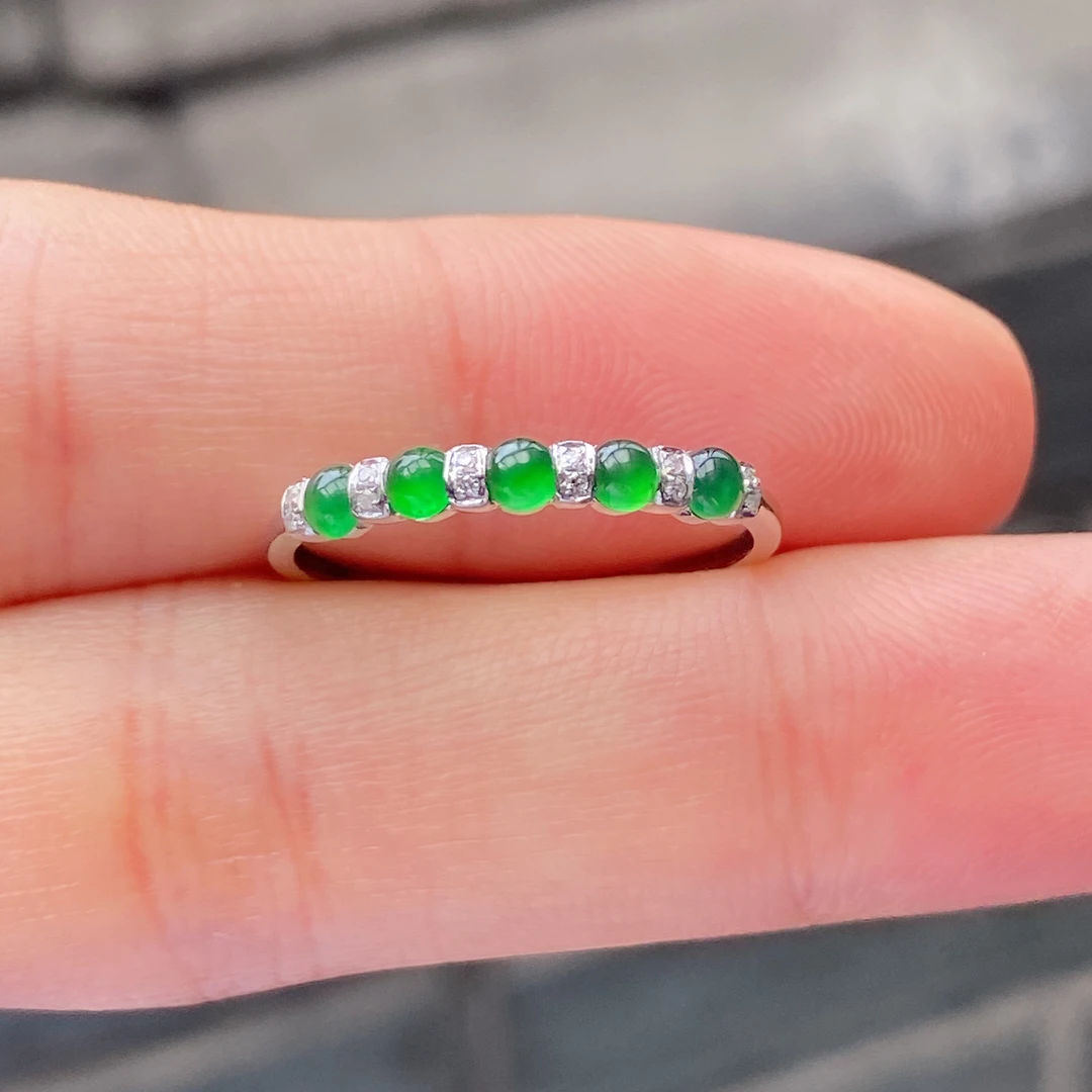 【玉满萃】轻奢经典精致清新甜美时尚18金翡翠戒指