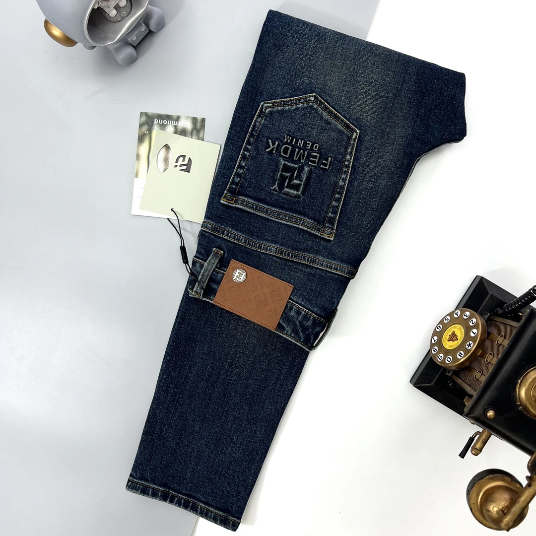 【33017-9】冬季新款男士轻奢弹力休闲水洗牛仔百搭修身小直筒长裤