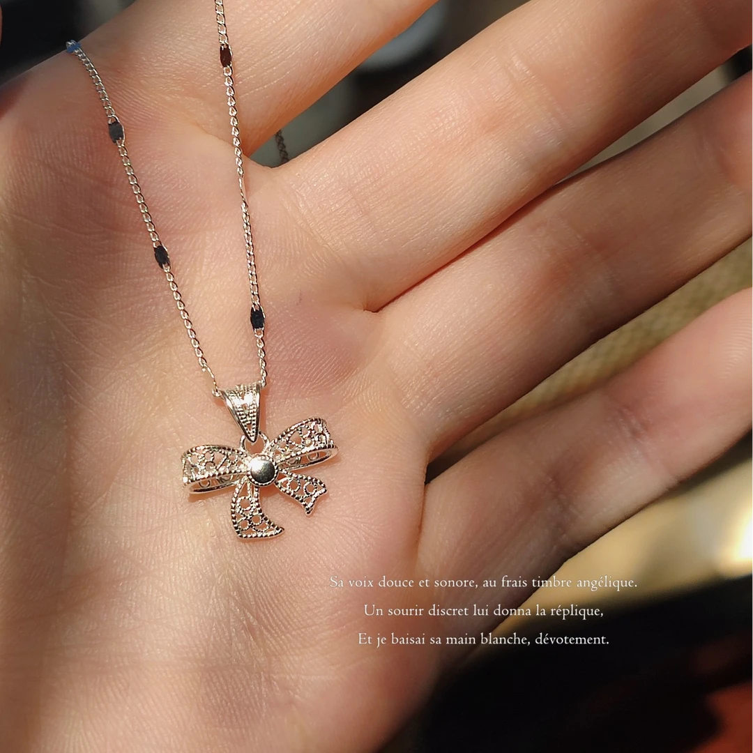 吊坠足银 [银喜生]足银蝴蝶结吊坠