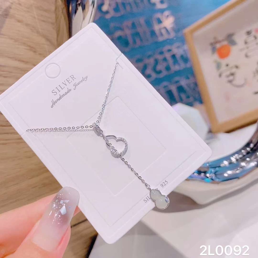 坠链均925银合成锆石 【银喜生】纯银小众百搭葫芦流苏项链