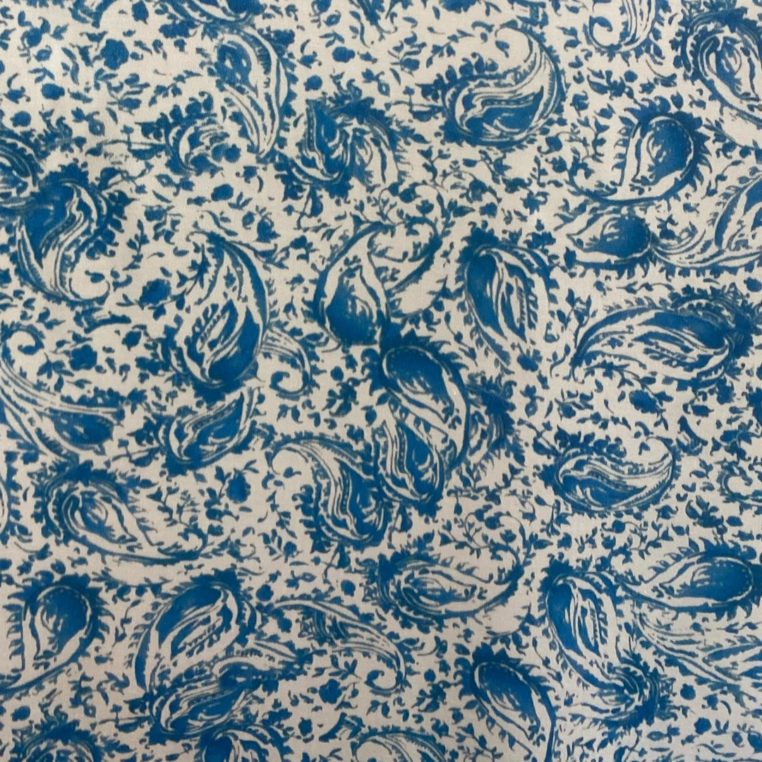 【布多多】807-9号 绫罗贡缎 蓝色腰果花 服装面料布料