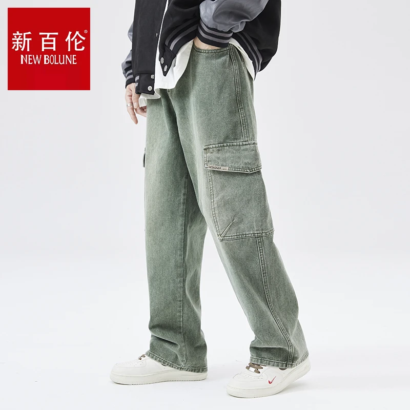新百伦牛仔裤男宽松直筒高街休闲百搭秋冬新款韩版潮流复古长裤男