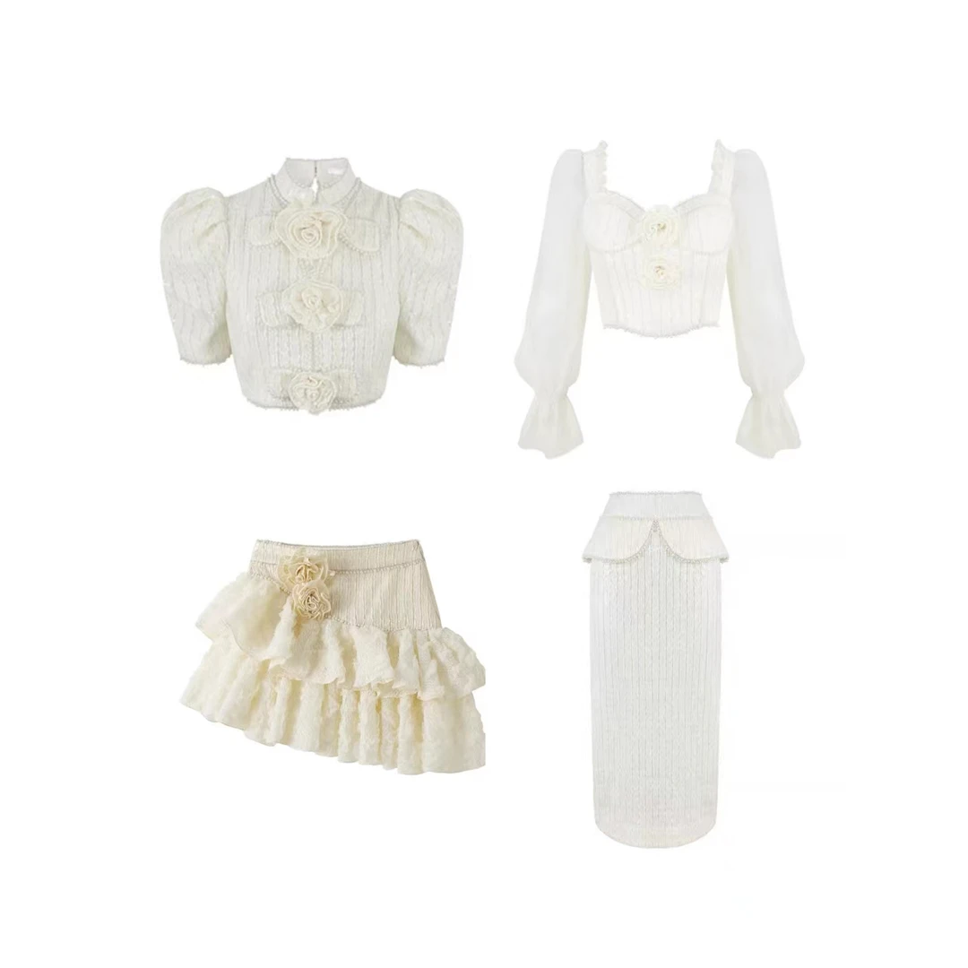 辰辰木子小店2024夏季新款立体花朵方领外套