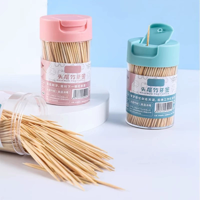 一次性双头牙签竹制细牙签棒家用便携餐厅饭店瓶装水果签400支装