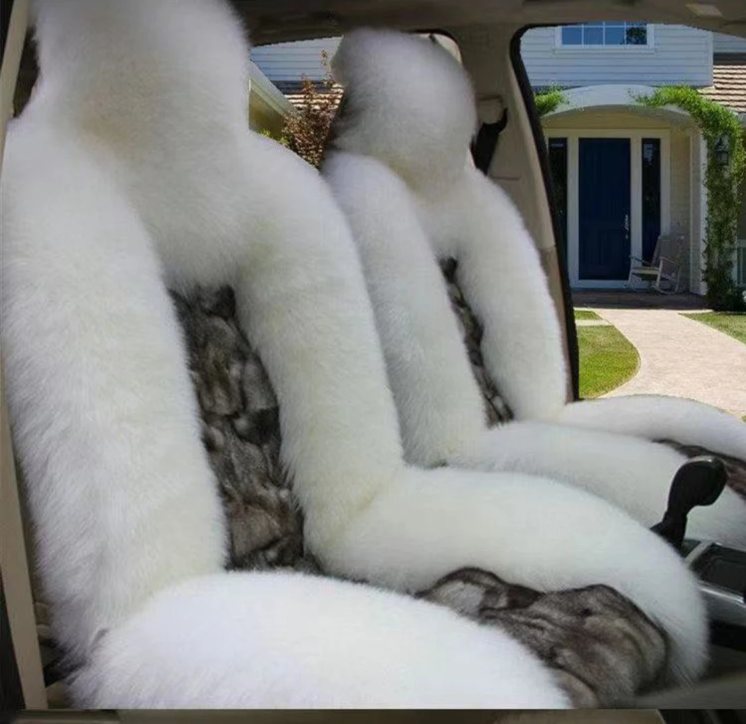 新款汽车坐垫冬季坐垫纯羊毛坐垫皮毛一体毛狐狸毛座垫车垫
