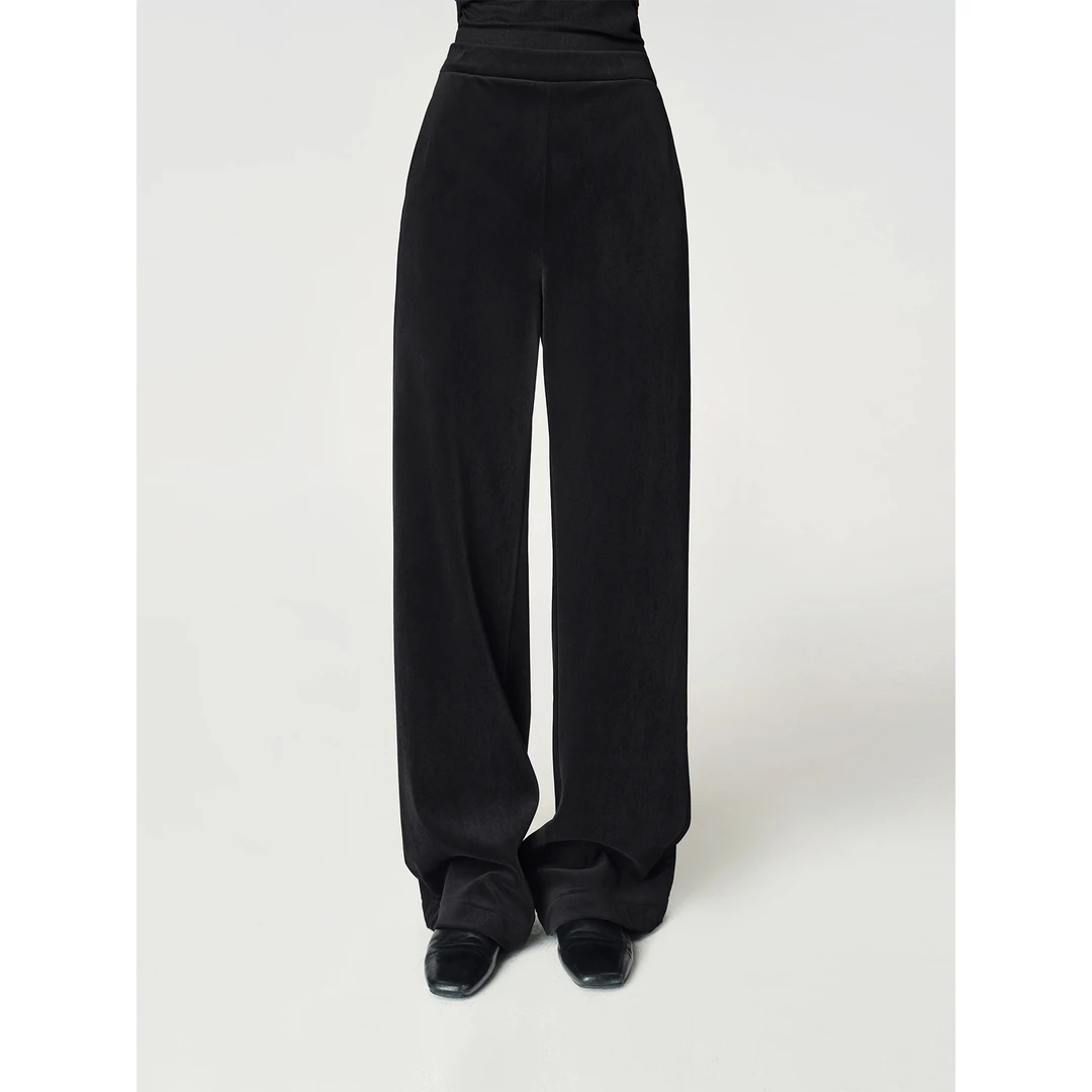 周淼ZHOUMIAO复合银狐绒细条灯芯绒宽松直筒显瘦休闲裤ZM23K5264J