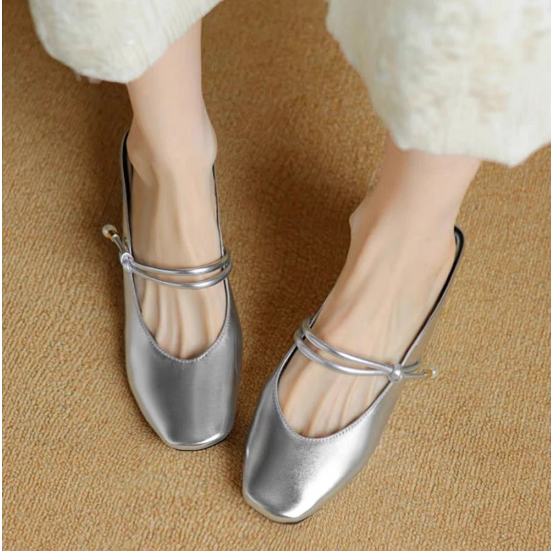 3815法式包头半拖鞋女新款网红无后跟懒人平底外穿半托包头拖