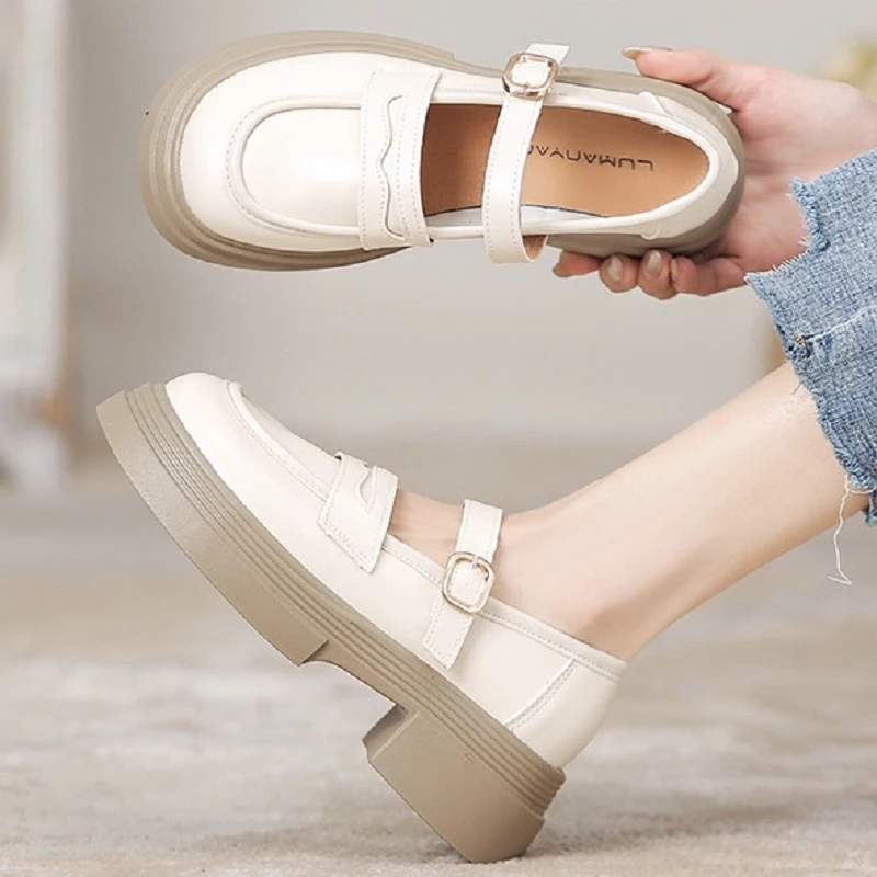 Y222乐福鞋女2024新款英伦风小皮鞋厚底单鞋不累脚时尚女鞋