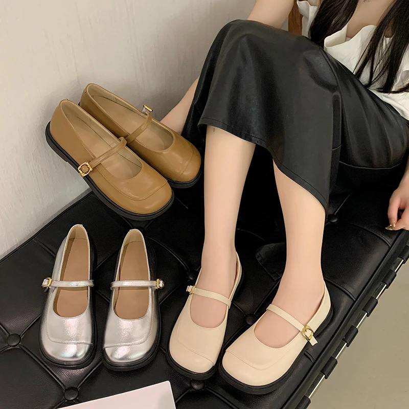 {杨杨力推}豆鞋百搭夏季复法式英伦风平底日系圆头秋季小单鞋1028