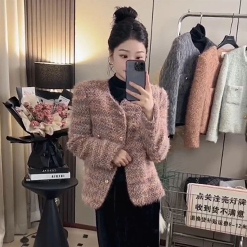 2024秋冬新款夹棉加厚小香风外套女