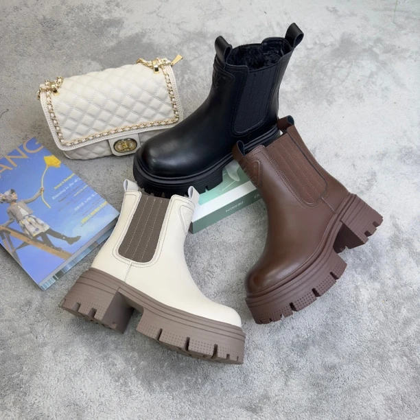 39-5达思图【伯爵】2024冬季新款加绒厚底烟筒靴切尔西短靴