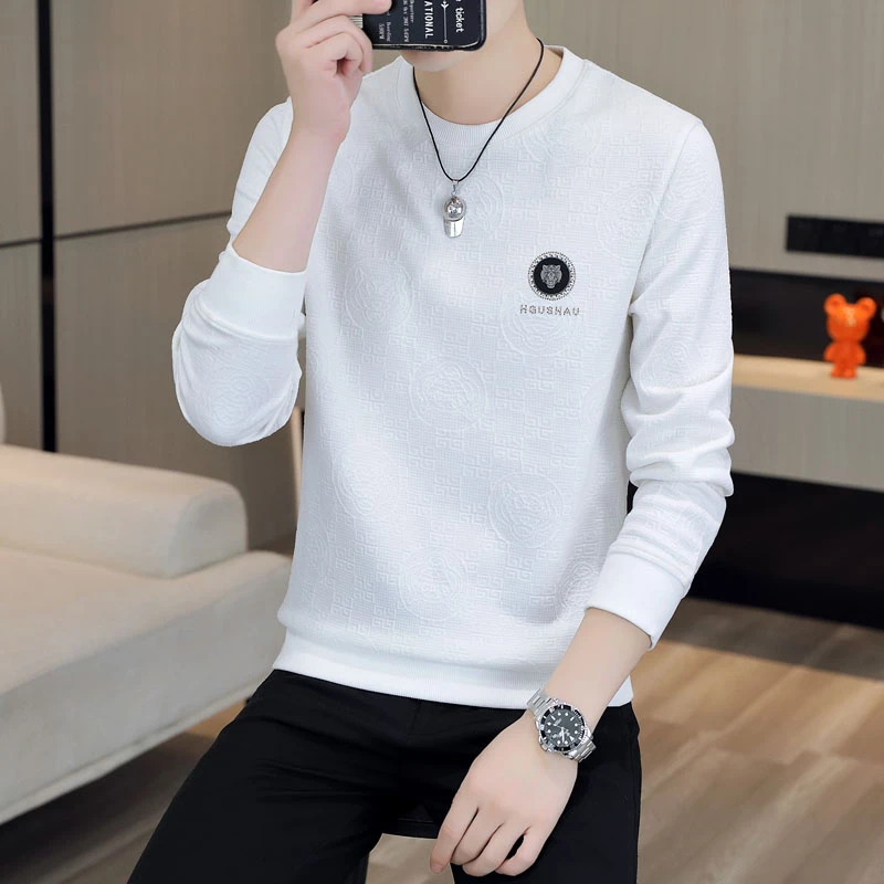 【私人订制款】2023男士秋季圆领潮流时尚百搭透气纯色圆领修身卫衣