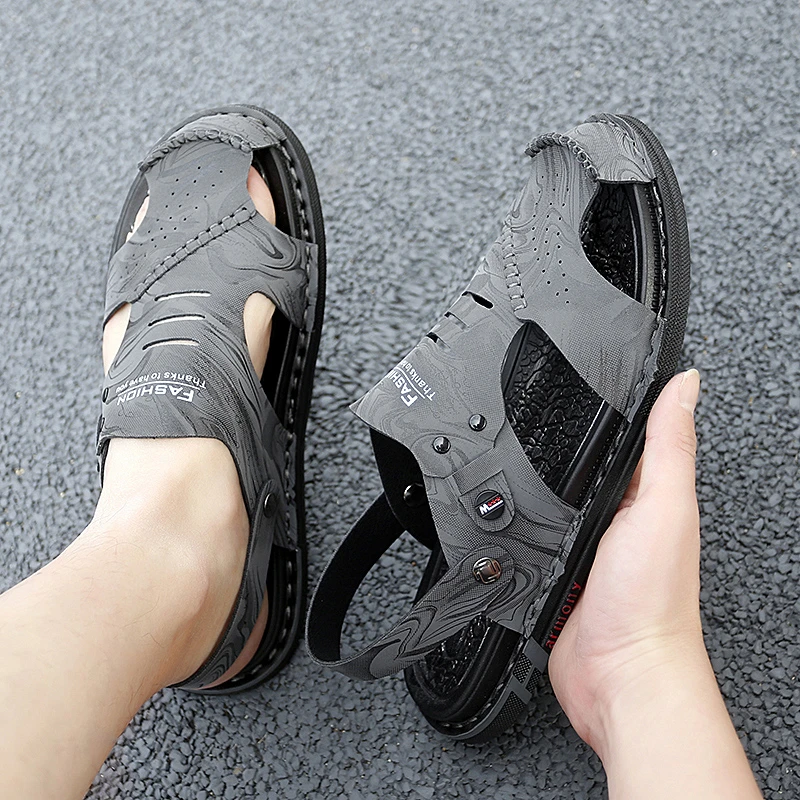 骆斑步男士男款凉鞋夏季软底外穿潮流时尚户外包头凉拖鞋舒适清凉