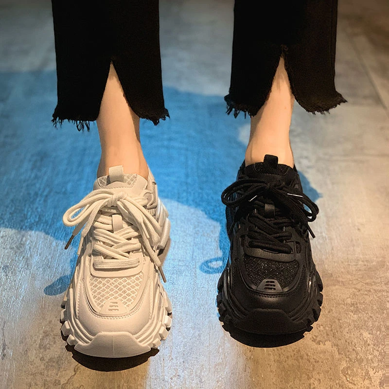 网红厚底老爹鞋女2023春夏季网面透气新款时尚百搭学生轻便运动鞋