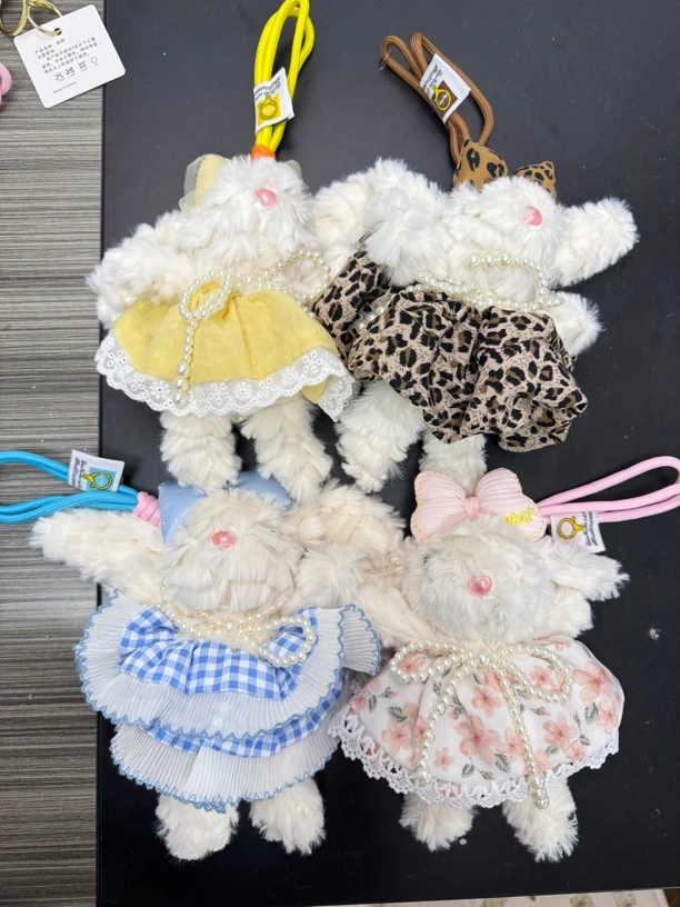 裙子长耳兔毛绒玩具挂件垂耳兔包包挂件4个装