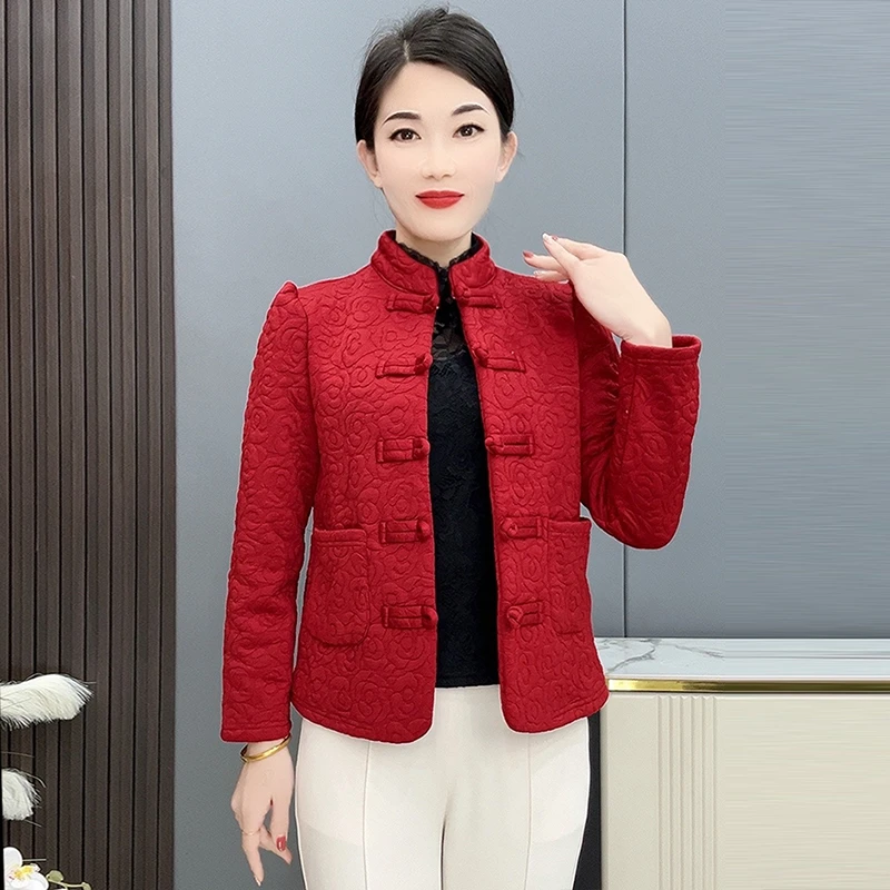 3012款秋冬全身加绒棉袄加厚一体复合绒棉衣保暖棉服中式复古外套