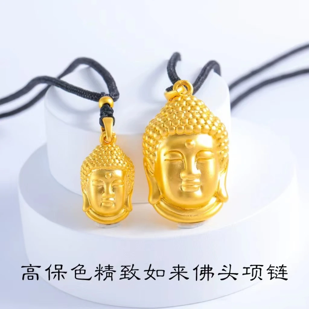合金吊坠 时尚大日如来佛头精美佛祖吊坠金色双面手工不掉色