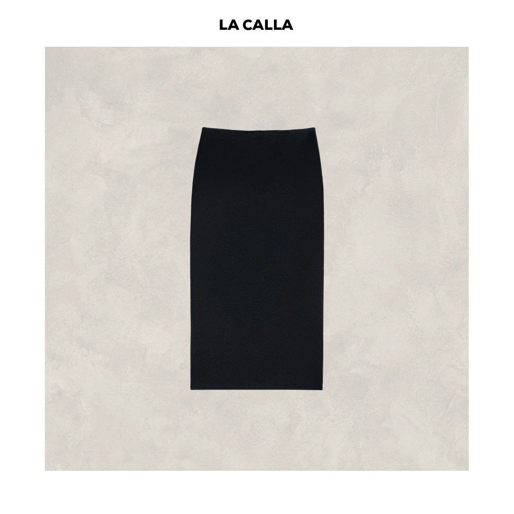 LA CALLA三醋裙黑色设计师通勤显瘦极简优雅半裙NNQ002