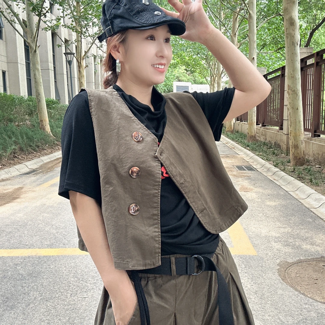6032薇拉欧货春秋季新款百搭时尚休闲水洗工装马甲