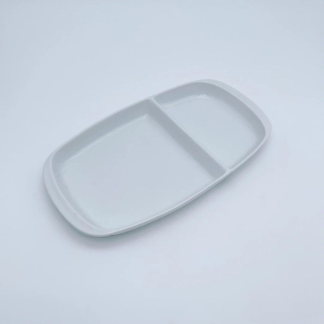 【LL家】30*17*2CM  双格分餐盘   高密度瓷