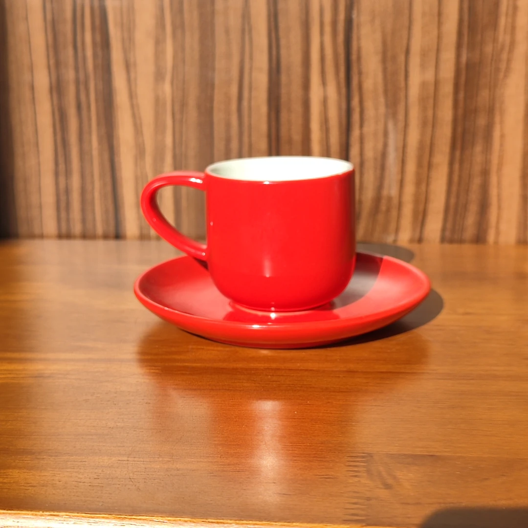 【AS家】80ML 正红色浓缩咖啡杯碟   高品质正红色