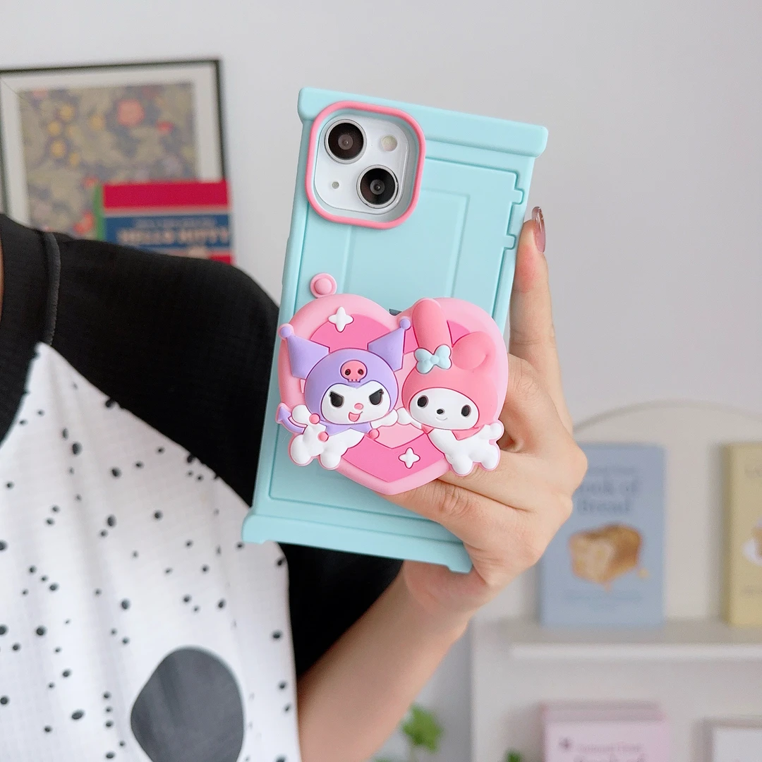 旋转支架美乐蒂苹果15手机壳iphone14硅胶13pro卡通立体15promax