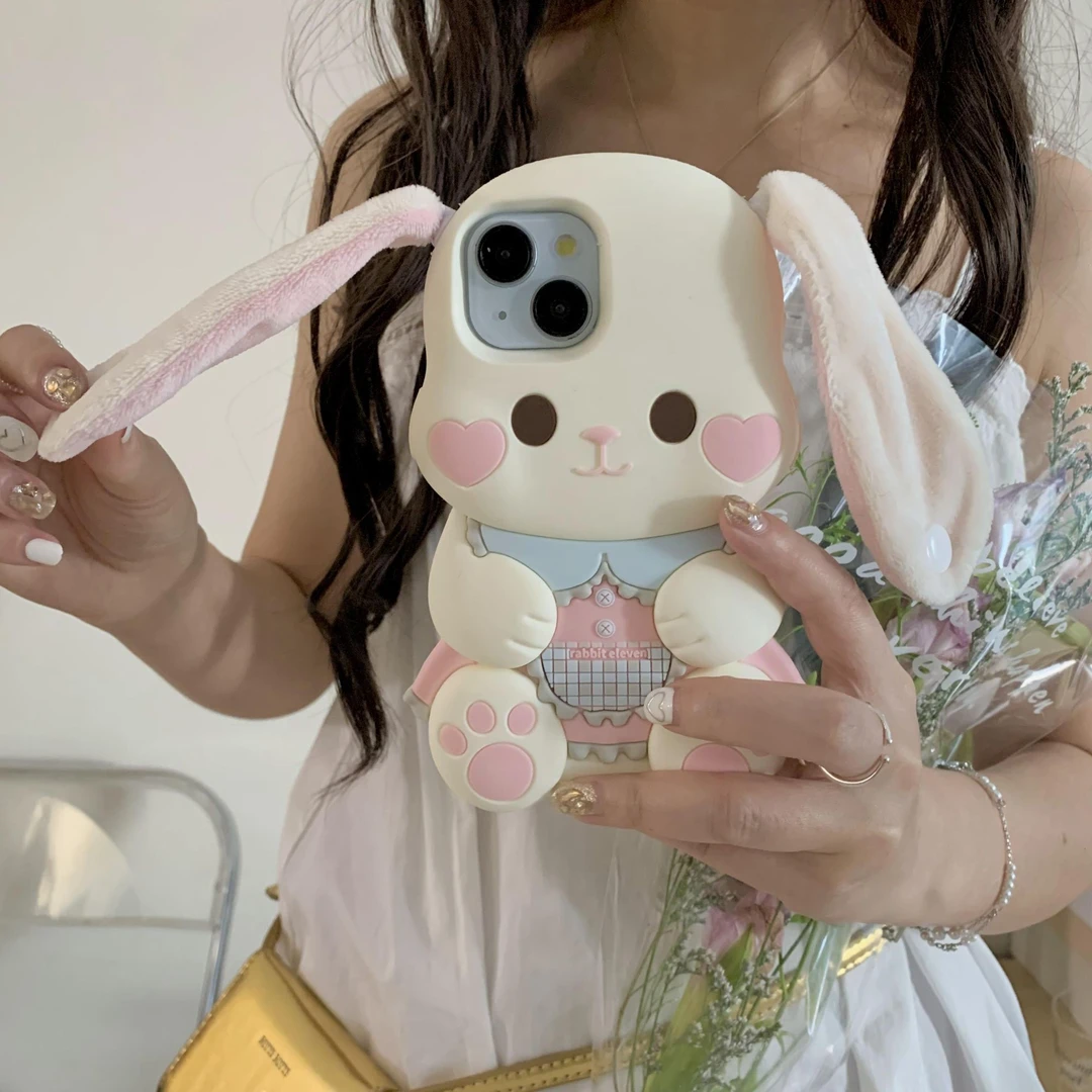 【苹果】卡通小兔叽适用 iPhone15手机壳14promax苹果13硅胶兔耳朵