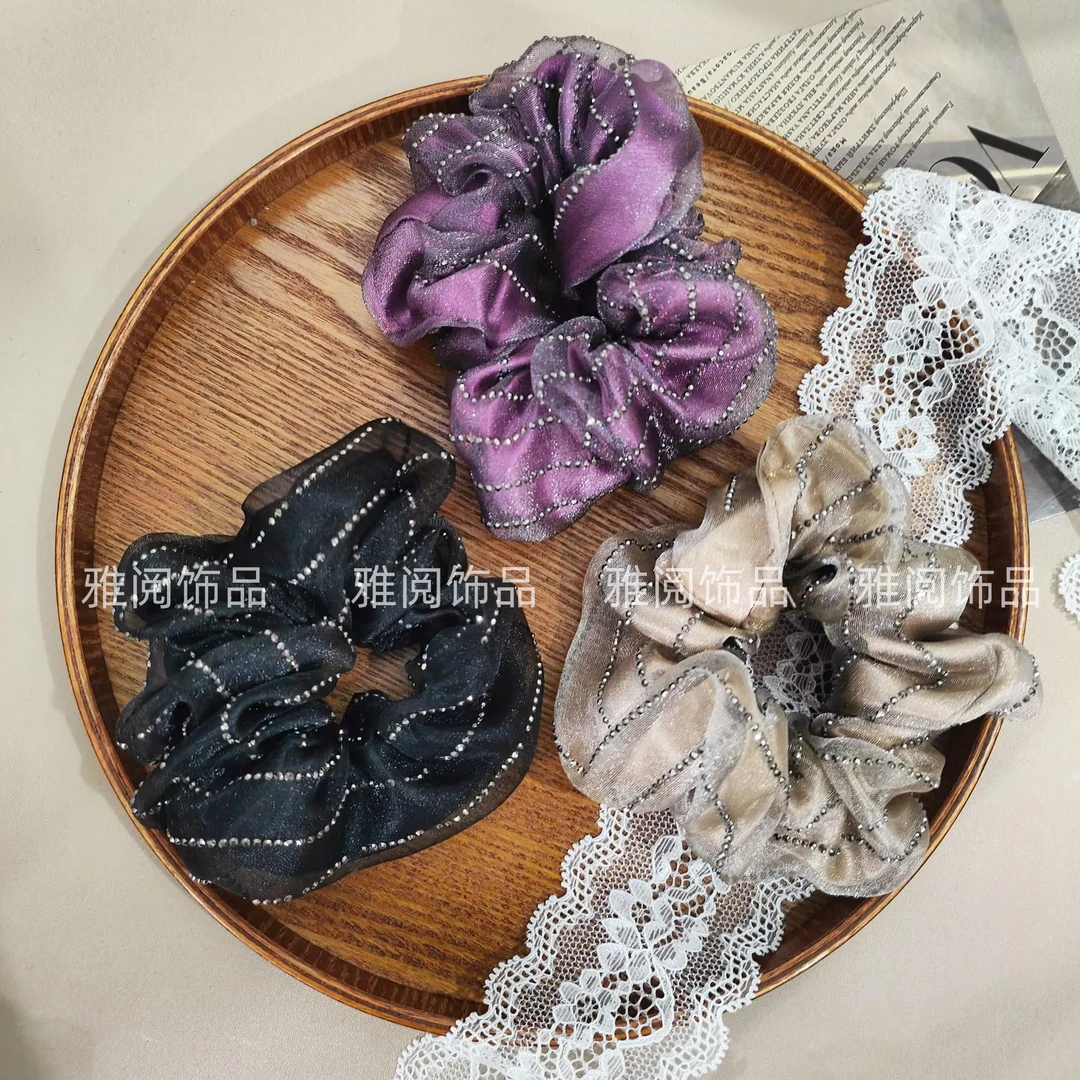 韩版复古百搭发圈优雅紫色大肠发圈简约时尚纯色发绳弹力气质头绳