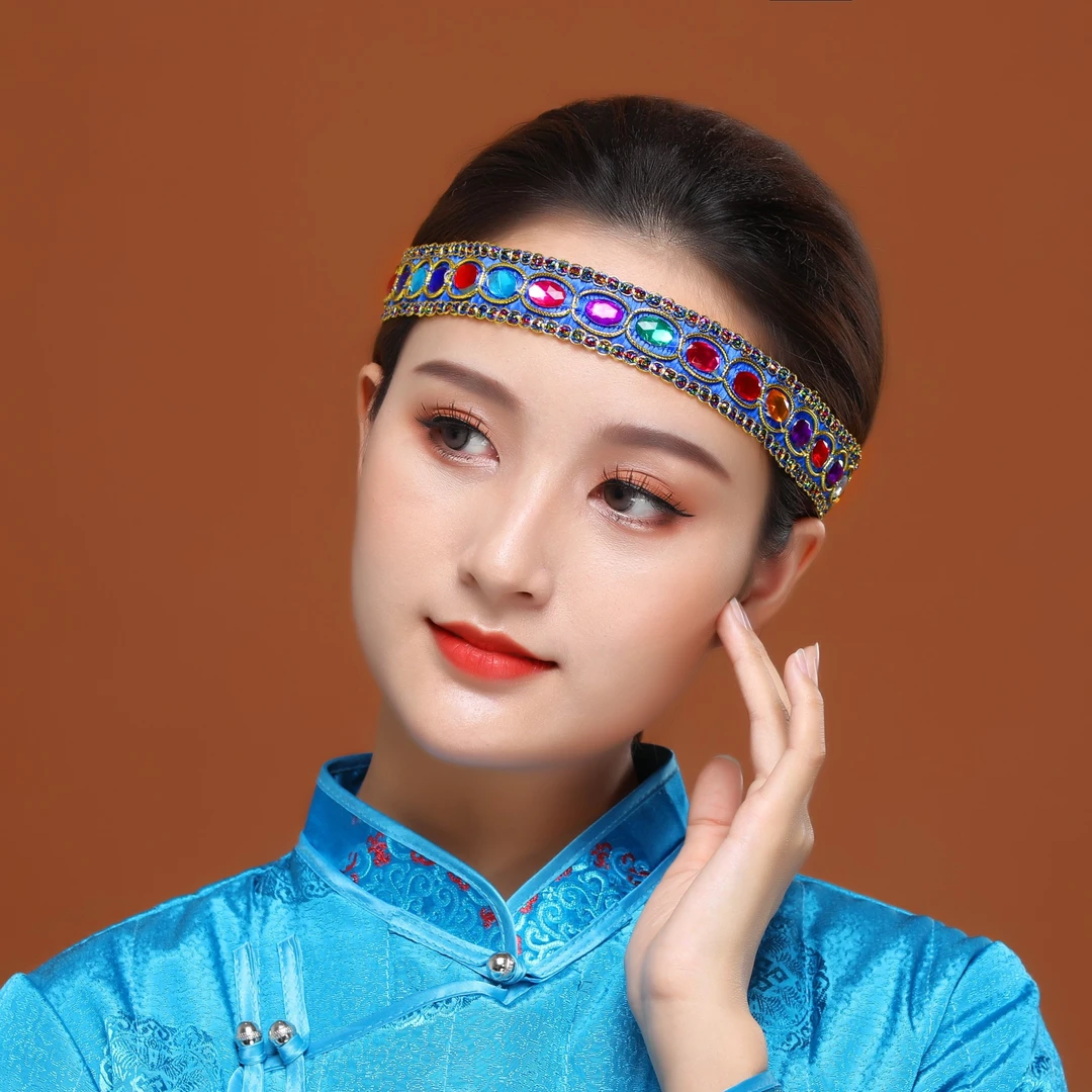 蒙古族头饰舞蹈演出发饰男女通用可调节长飘带