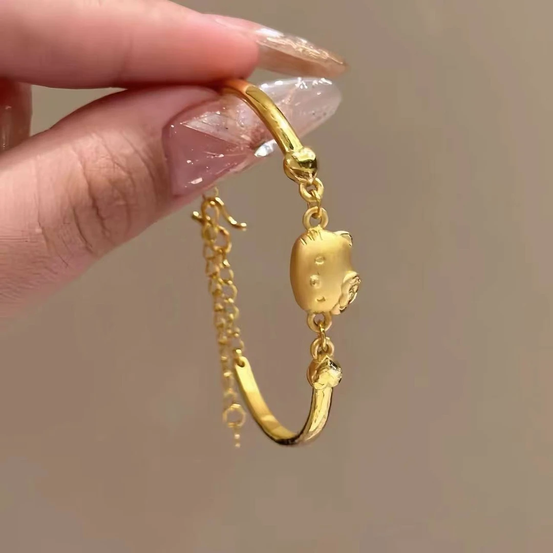 铜合金手镯  3D立体凯蒂猫手镯HelloKitty猫咪手链女可爱半链半镯