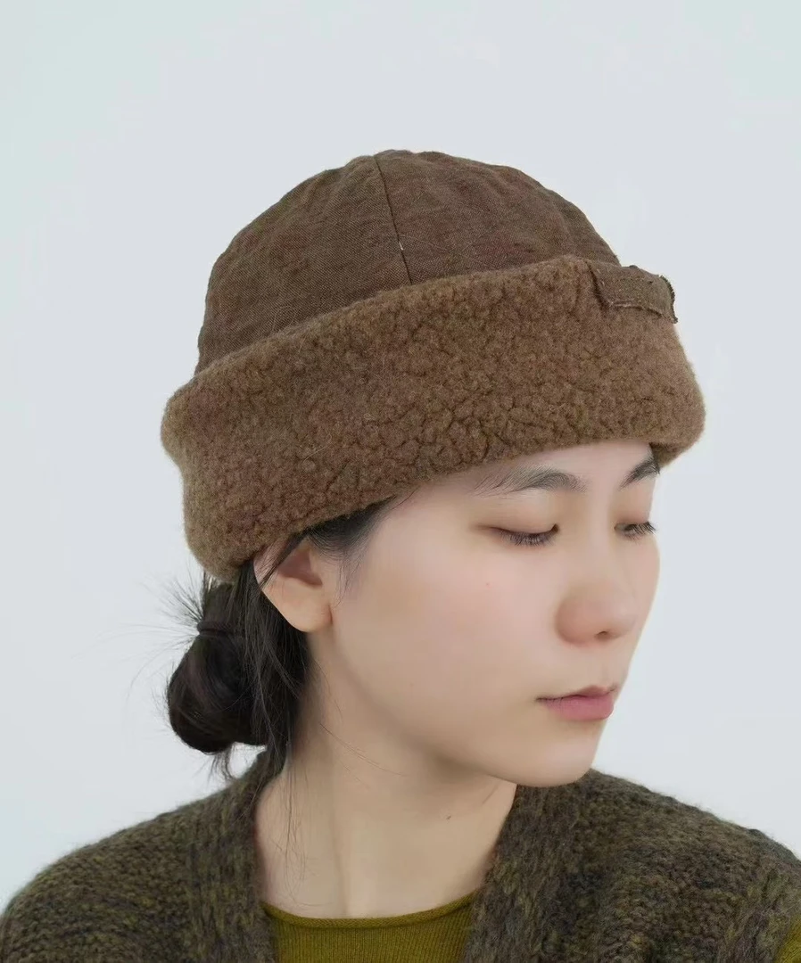小文｜原创垒土MZ1096翻边羊毛绒绒帽