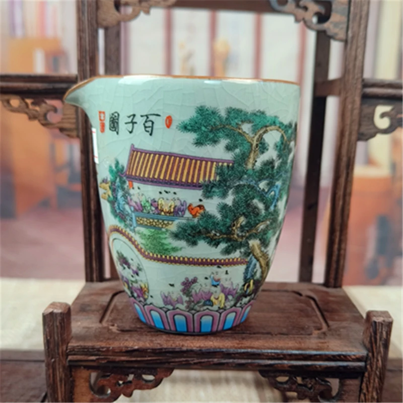 景德镇老陶百子图公道杯