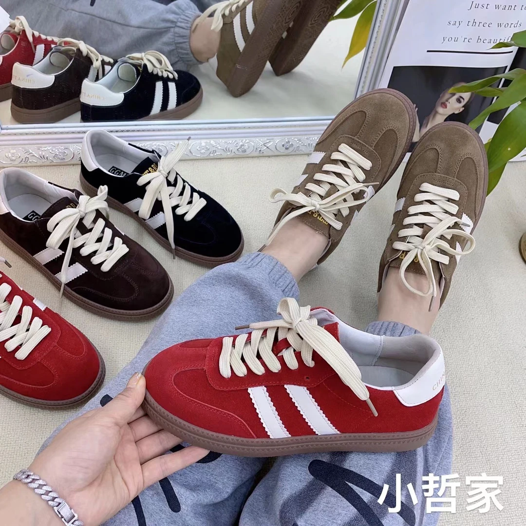 99802春季新款广州平底系带圆头舒适透气百搭时尚休闲鞋德训鞋女