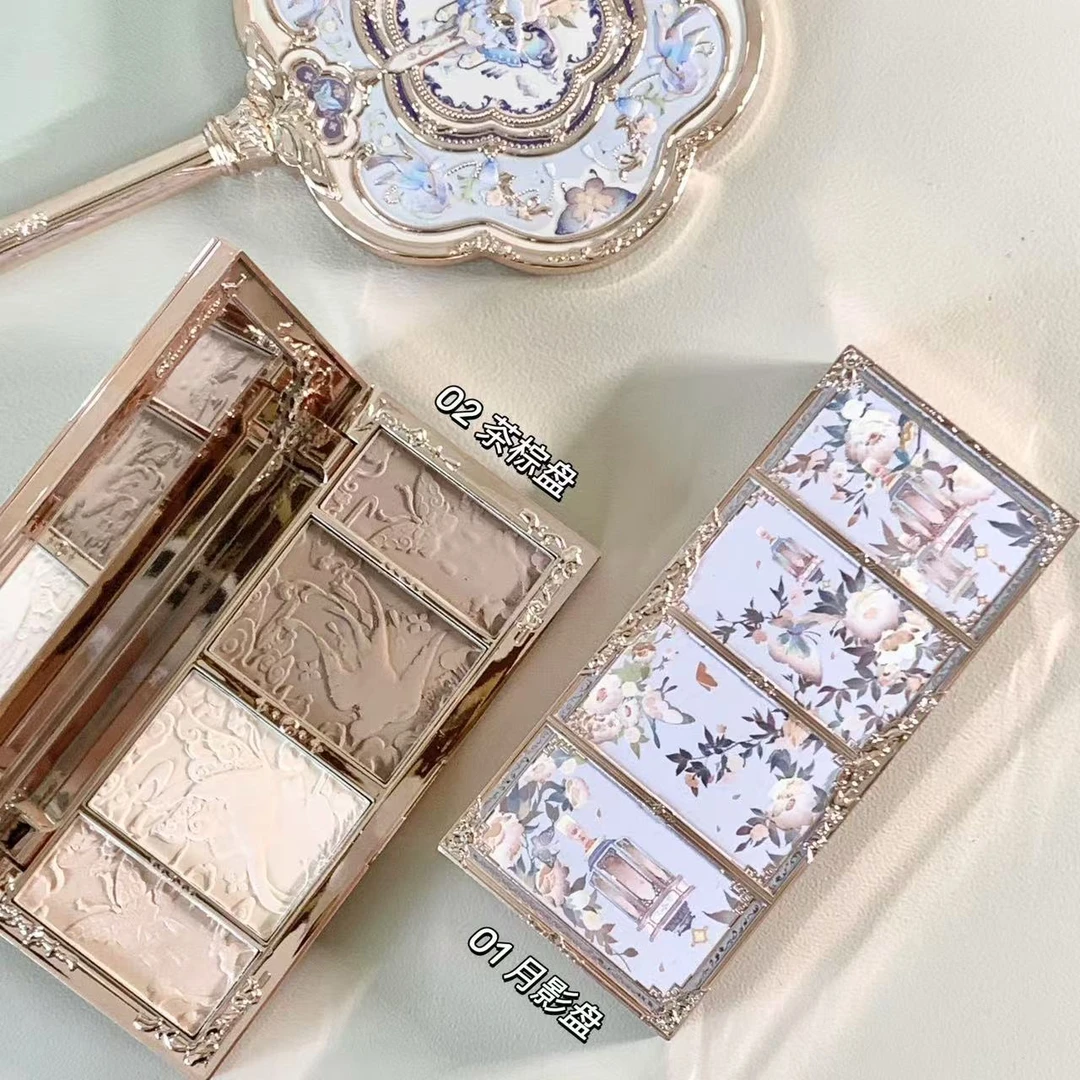 花知晓蝴蝶云肩系列高光提亮立体修容盘哑光珠光01月影盘02茶棕盘