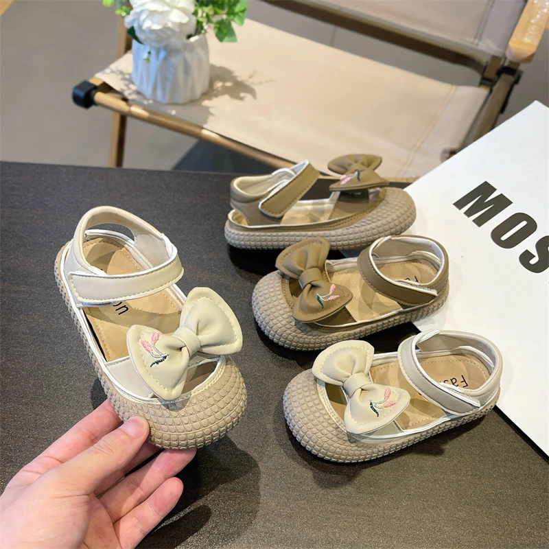 【洋洋童鞋】女童简约蝴蝶结防滑凉鞋清凉童鞋HD-0133