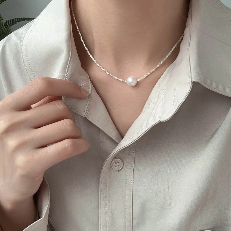 坠链均925银 碎银项链女s925纯银不规则切割独特设计轻奢锁骨链