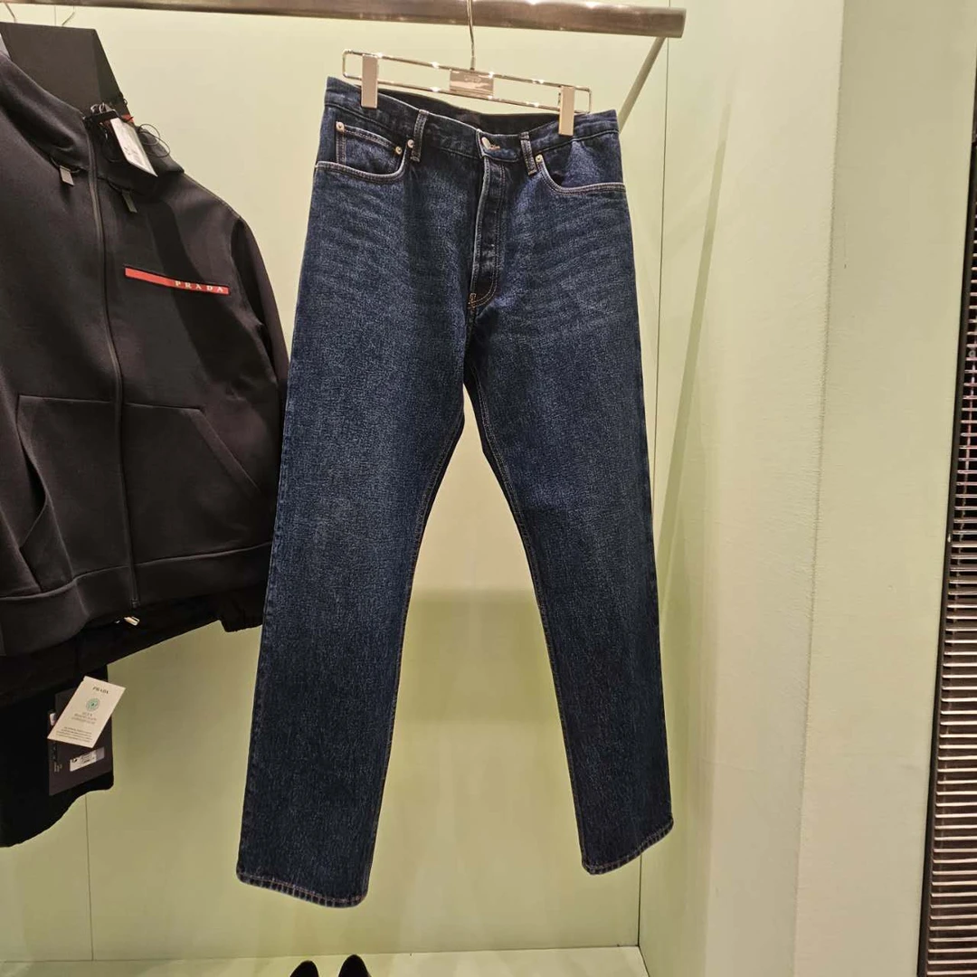 全新未使用 Prada/普拉达 男士男款牛仔时尚休闲黑色高腰百搭
