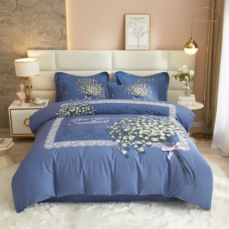 时尚大版印花轻奢全棉磨毛加厚纯棉四件套高端印花四季床上用品